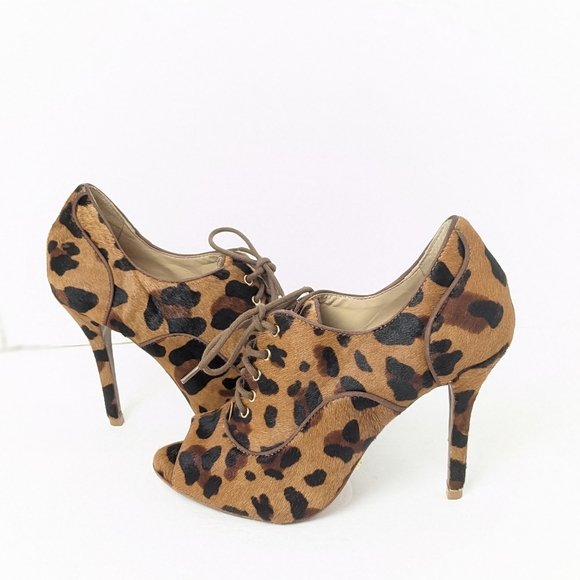 SCHUTZ Shoes - SCHUTZ Leopard Peep Toe Heels